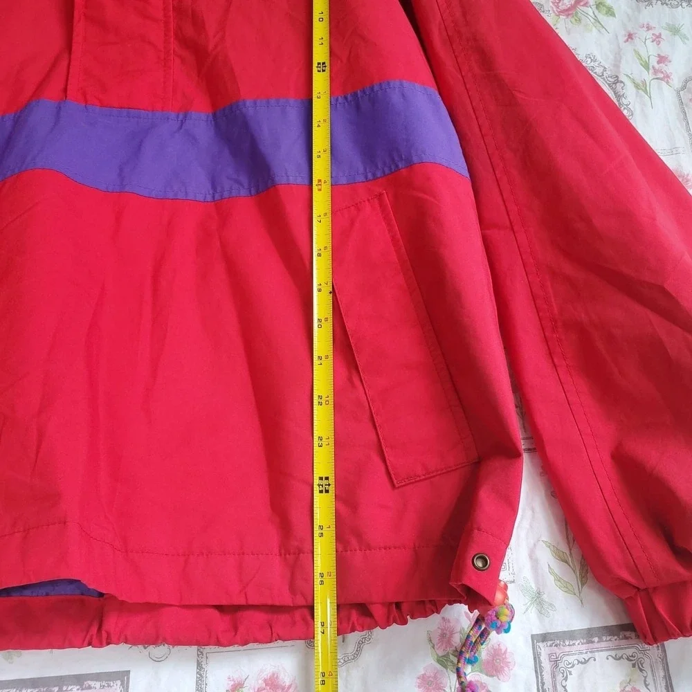 Vintage Eddie Bauer Anorak Windbreaker Jacket Red Purple 1/4 Zip Men's S